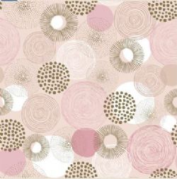 PAPIER D'EMBALLAGE FORMES DE CERCLES SUR FOND ROSE